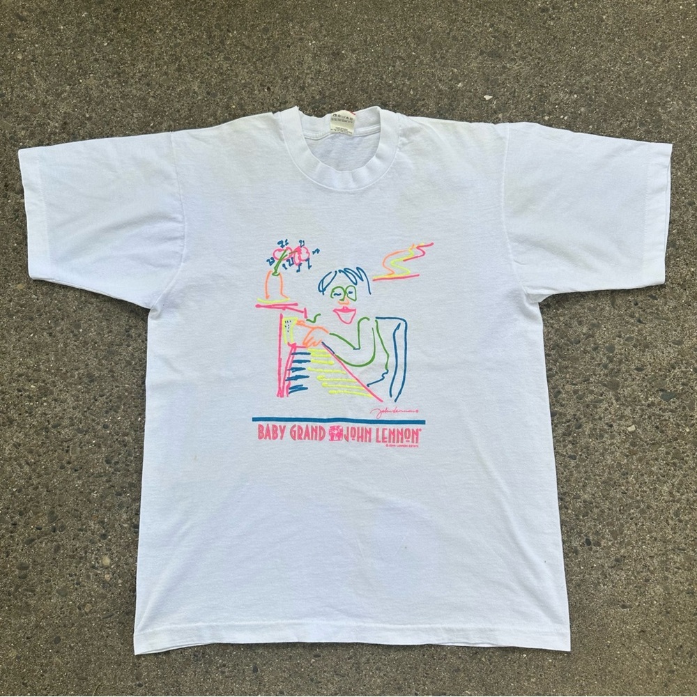 Vintage John Lennon Baby Piano Art  T-shirt Size Large Single Stitch Made in USA